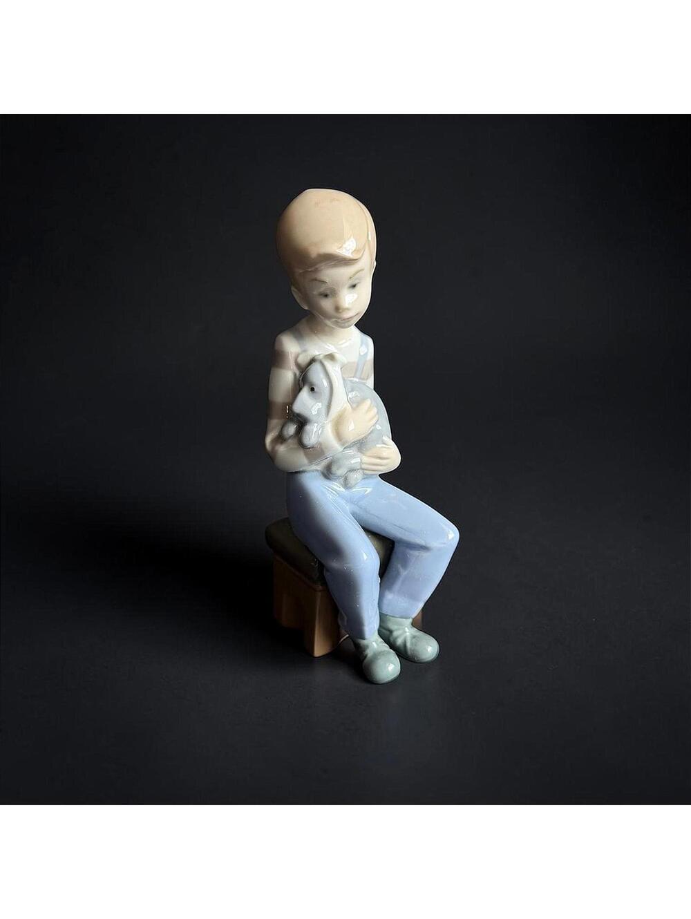 Vintage NAO Lladro Boy with Puppy Figurine Spain Porcelain - 7" - Spain - 10204